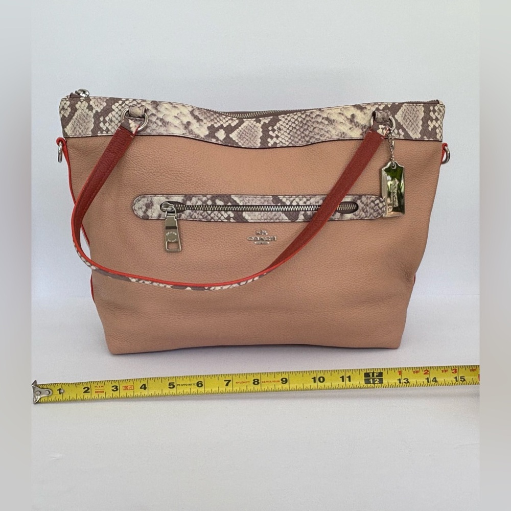 Coach Tyler Tote in Polished Pebble Leather with Python-Embossed Trim (F11759) - Picture 7 of 12